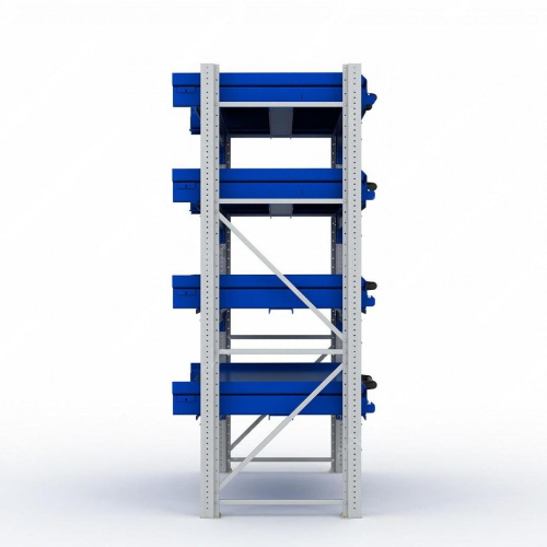 ER-00023585 Стеллаж с выкатными платформами S-HEAVY 1000/1300 (4 яруса хранения)
